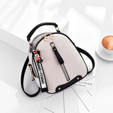 磁点多功能小包包女2025百搭双肩包韩版拼色甜美小清新旅行斜背小背包 拉链款（米白拼黑）