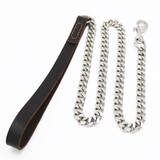 狗链子 不锈钢p链牵引绳大型犬法斗马犬灵缇杜宾罗威纳中型犬狗狗项圈大型犬狗狗项圈马犬金毛德牧脖圈金属 中型 牵引 （150cm）长 不锈钢