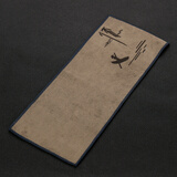 康韵  刺绣小茶巾棉麻加厚吸水茶布茶几茶桌抹布功夫茶毛巾茶台茶具配件 04长方形禅意茶巾--浅绿色