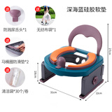 儿童蹲便器坐便器辅助器蹲厕改坐厕蹲坑宝宝马桶便携幼儿园训练加高贝可斯beecosy 深海蓝【亲肤硅胶软垫款】送30个如厕袋+赠品3件套