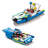 開智科技机械组齿轮积木Steam科教创客教育玩具科学制作儿童拼插礼物 1011-4 警备快艇+巡逻艇