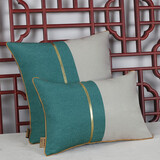 千衣布伊除甲醛简约现代沙发靠枕北欧客厅轻奢抱枕靠枕含芯靠背套 双拼孔雀绿+米白 30*50CM含芯