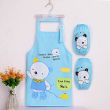 缤乐熊儿童围裙画画衣防水无袖背心式反穿衣中大童男女宝宝罩衣围兜定做 蓝色白熊 大码（建议110-160cm 6-12岁）