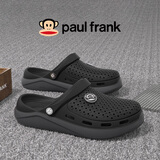 大嘴猴大嘴猴洞洞鞋男士夏季外穿户外沙滩鞋软底踩屎感厚底包头拖鞋 黑灰 44 适合44-45