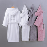 bebedog酒店浴袍 纯棉情侣睡袍秋冬加厚男士吸水浴衣全棉毛巾料睡衣女 刺绣浴袍_经典白 XL 【适合身高175-190CM】