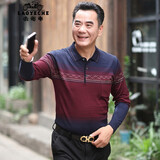 老爷车中年男士长袖t恤爸爸装秋款翻领40-50岁中老年男装父亲衣服上衣 酒红色 M (170) 【建议体重120-135斤】