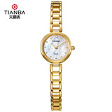 天霸（TIANBA）太阳能光能女表时尚贝母表盘手链表钢带小表盘女士防水手表TL9012 气质优雅金