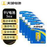 天球9V电池5粒碳性高功率电池适用万用表烟雾报警器麦克风遥控器话筒玩具贝斯电吉他九伏方形电池6F22