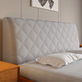 雅丽芳丝床头罩保护套加厚夹棉全包床头套罩通用床头罩木头靠背套 浅灰色菱形格 适合床头长180CM 内(夹棉防撞)