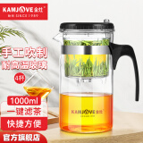 金灶（KAMJOVE）玻璃茶壶 按压式飘逸杯 茶水壶玻璃茶具 茶水分离杯泡茶器泡茶壶 TP-200搭配玻璃杯K-106【4只装】