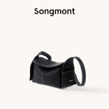 Songmont挂耳系列屋檐包mini设计师款头层牛皮通勤斜挎hobo包 烟墨黑 现货