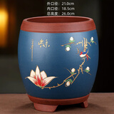 紫砂兰花盆特大君子惠兰花盆墨兰等各种兰花绿植陶瓷紫砂专用花盆 蓝色点彩大肚子 紫砂 x 中等