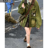 诗丹蕊2023秋冬新款童趣刺绣磨毛牛仔外套女韩版宽松学生复古夹克上衣潮 图片色 均码【可备注码数】