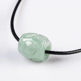 曼古帝翡翠路路通和田玉吊坠玉石转运珠项链锁骨链S925银男女情侣款 路路通吊坠-皮绳款