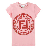 FENDI KIDS 芬迪 女童粉色棉质双F印花logo短袖T恤 JFI151 7AJ F0AU4 3A/3岁/100cm