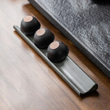 石匠同丰 天然石头杯架 整石雕刻乌金石茶杯架 黑金石茶杯托 款式2-天罗玉