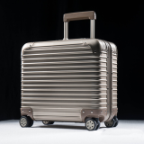 镁铝合金拉杆箱全金属16英寸行李箱万向轮商务全铝登机箱红金银色旅行箱包金属小箱子电脑密码箱 钛金色 镁铝合金电脑箱 16英寸