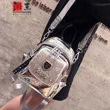 KINSTRDZ双肩包包女2025新款时尚百搭洋气休闲背包银色小包旅行生日礼物 【亮银色烫钻】KA