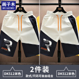 画子木【两件装】冰丝短裤男夏季五分裤宽松外穿大裤衩休闲沙滩裤男中裤 DK512米色+DK512米色（两条装） XL