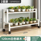 斯朴洛特2024新款花架可移动带轮置物架阶梯客厅落地式多层花架子阳台室外 两层白架120长