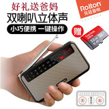 乐廷 老年人收音机双喇叭2.1立体声FM广播迷你外放插卡听戏机播放器户外便携随身听可充电式唱戏机 香槟金+32G闪迪内存卡 官方标配+8G卡歌单+点歌本