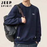 JEEP SPIRIT吉普卫衣男秋季韩版圆领男士长袖t恤打底衫男装 深蓝 L 