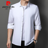 皮尔卡丹（pierre cardin）【5万+已加购】衬衫男士长袖免烫抗皱高弹力中年冰丝商务休闲衬衣 白色 54/180/2XL【建议132-155斤】