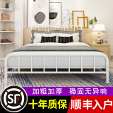 阔橡佰铁艺床双人床家用1.8米铁架床1.5m简约现代公主出租房酒店公寓 白色 加强加厚+20cm弹簧床垫 1500*2000