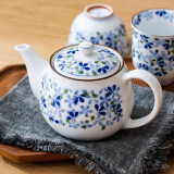 光峰 日本进口线唐草小蓝芽茶杯日式汤吞寿司杯陶瓷小杯泡茶杯子茶具 小蓝芽 茶壶 单个