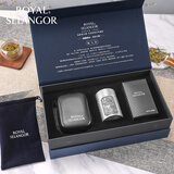 皇家雪兰莪（ROYAL SELANGOR）手工锡制小茶罐 便携式密封旅行防潮茶叶罐 工艺礼品商务送礼 花开富贵两泡茶蓝色礼盒