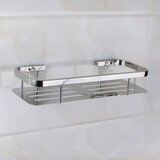 304不锈钢卫生间三角篮免打孔浴室厕所置物架洗澡间收纳架子厨卫五金挂件转角架 单层方形篮（打孔和免打孔双用）