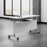 匠居士辅导班条桌折叠培训桌会议翻板桌带轮培训机构桌椅课桌学校书桌 白色1800*500*750