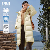 森马（Semir）90%鸭绒羽绒服女长款宽松显瘦冬季轻暖连帽外套防水109723113001
