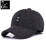 凯狄菲特帽子男秋冬季新款户外保暖加厚护耳毛呢锦纶休闲风棒球帽 中标黑色 均码 可调节