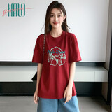 Halo QueenT恤女可爱兔子印花T恤夏季宽松休闲百搭上衣H144T1719
