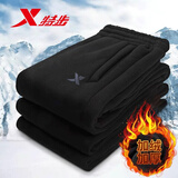 特步（XTEP） 加绒保暖运动裤黑色男裤秋冬季男士户外跑步长裤潮流宽松卫裤男 黑色-束脚（推荐） 抗静电密热绒 L 175