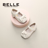 百丽（Belle）童鞋女童小蝴蝶黑皮鞋幼童宝宝鞋学步鞋春秋款儿童单鞋时尚公主鞋 杏色 28 参考脚长174mm
