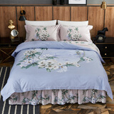 圣安贝 四件套全棉活性斜纹床裙式床罩套件纯棉床品套件规格1.8米床 倾再紫 60支 180*200 床裙款 （被套200*230cm）