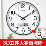 康巴丝（Compas）挂钟客厅石英钟表挂墙2024年新款时钟 3588A 日历款墨绿色 35cm