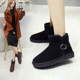 ZHR雪地靴女中筒加绒加厚时尚防滑女靴反绒牛皮平底棉鞋女学生保暖长毛绒短靴女 P29 黑色（经典款） 40