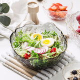 博为沙拉碗 玻璃冰淇淋碗早餐芋圆碗创意欧式简约法文可爱玻璃甜品碗 烟灰描金-7.8寸