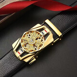 歌柏妮（GEBONI）男士皮带自动扣皮质时尚腰带男青年中年休闲商务裤带简约裤腰带 时来运转【PU皮材质】