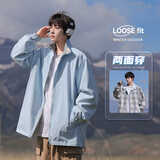 Foss Phil夹克外套男士秋冬季2025年新款休闲户外双面穿日系工装外套情侣装 JKCY-CYJK9600月光蓝 XL 无帽双面穿【140斤-165斤】