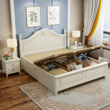 喜宜居  美式实木床双人成人公主床1.8米1.5米象牙白色软包高箱储物床 床（硬靠款） 1200*2000（框架款）