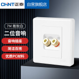 正泰（CHNT）开关插座墙壁面板家用86型面板二联音响插座二位音响插座7M白色