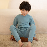 彩桥儿童纯棉秋衣秋裤套装男女中大童秋冬低圆领保暖内衣A类棉毛衫冬 松石绿（升级款100%棉） 男款 165cm 成人
