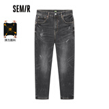 森马森马牛仔裤男基础纯色小脚莱卡弹力长裤时尚个性裤子 款A-牛仔水洗黑B0880 33