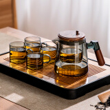 忆壶茶（YIHUTEA） 整套茶具加厚耐热玻璃家用功夫茶具套装含茶盘飘逸壶茶水分离 900ML飘逸壶+4只品杯+茶盘