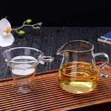 76台湾76玻璃公道杯带茶漏套装家用加厚透明分茶器茶海功夫茶具配件 泰山公杯320ml套组