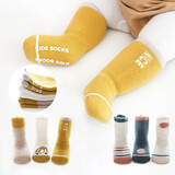 婴儿袜子长筒袜加厚毛圈秋冬防滑儿童高筒袜新生儿宝宝袜子 男童6双 S码(0-1岁)